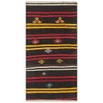 Grand Hedef Halı Eşsiz Anadolu El Dokuma Sari Kirmizi Çiçekli Vintage Kilim Mavi