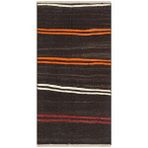 Grand Hedef Halı Eşsiz Anadolu El Dokuma Turuncu Renk Çizgili Vintage Kilim Mavi