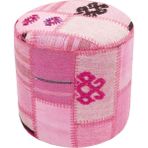 Grand Hedef Halı Eşsiz El Dokuma Pembe Patchwork Halıden Yapılan Puf - 40x40 cm