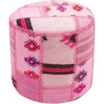 Grand Hedef Halı Eşsiz El Dokuma Şekir Pembe Rengi Kedir Kilim Puf - 40x40 cm