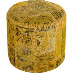 Grand Hedef Halı Geneleksel El Dokuma Sarı Rengi Patchwork Halıden Yapilan Puf - 40x40 cm