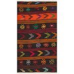 Grand Hedef Halı Gerçek El Dokuma Çok Renkli Çiçekli Desen Vintage Kilim Pembe