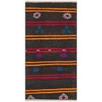 Grand Hedef Halı Gerçek El Dokuma Fuşya Mavi Rengi Çiçekli Vintage Kilim Kahverengi