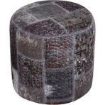 Grand Hedef Halı Gerçek El Dokuma Gri Rengi Patchwork Halıden Yapilan Puf - 40x40 cm