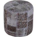 Grand Hedef Halı Gerçek El Dokuma Gri Rengi Patchwork Puf - 40x40 cm