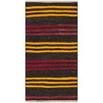 Grand Hedef Halı Gerçek El Dokuma Kirmizi Sari Çizgili Vintage Kilim Kırmızı