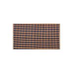 Grand Hedef Halı Gerçek El Dokuma Mavi Bakir Rengi Kareli Desen Vintage Kilim Kırmızı
