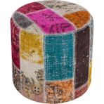 Grand Hedef Halı Gerçek El Dokuma Multi Rengi Patchwork Halıden Yapilan Puf - 40 x 40 cm - Renkli