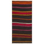 Grand Hedef Halı Gerçek El Dokuma Pembe Sari Rengi Çizgili Vintage Kilim Yeşil