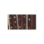 Grand Hedef Halı Gerçek El Dokuma Siyah Rengi Çiçekli Desen Vintage Kilim Kahverengi