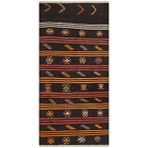 Grand Hedef Halı Gerçek El Dokuma Turuncu Rengi Çizgili Çiçekli Vintage Kilim Pembe