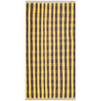 Grand Hedef Halı Mavi Rengi Kareli Desen El Dokuma Vintage Kilim Kırmızı