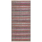 Grand Hedef Halı Turuncu Gri Rengi Çizgili Desen El Dokuma Vintage Kilim Kırmızı