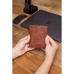 Grande 3701 Hakiki Deri Dikey Erkek Cüzdanı Antik Eskitme Taba