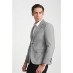 Grande Erkek Gri Kaşe Kumaşlı Mono Yaka Slim Fit Spor Blazer Ceket Gri 52