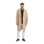 Grande Erkek Krem Oversize Kalıp Beli Kendinden Kemerli Uzun Kaşe Palto Krem 48