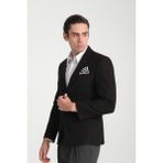 Grande Erkek Siyah Kaşe Kumaşlı Mono Yakaslim Fit Blazer Ceket - 56