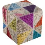 Grandhedef Halı Gerçek El Dokuma Multi Rengi Patchwork Kare Puf