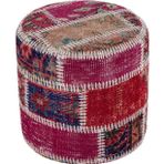 Grandhedef Halı Renkli El Dokuma Çiçekli Desen Patchwork Puf