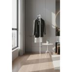 Grandmix Duvara Dayalı Tek Ayaklı Metal Elbise Askılığı Kıyafet Askı Standı Portatif 140X30 cm - Beyaz