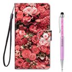 Grandoin Samsung Galaxy S20 Plus Kılıf, Yaratıcı PU Deri Manyetik Kapaklı Kılıf Kart Yuvaları Tutucular Silikon İç [Renkli Baskı] Galaxy S20 Plus için Kitap Tarzı Cüzdan Kılıf (Kırmızı Gül)