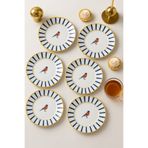 Grandora Kuş Desenli 6’lı Pasta Veya Tatlı Tabağı Seti (20 Cm) – Modern ve Şık Sunum Tabakları (Mavi Çizgili)