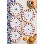 grandora Kuş Desenli Pembe Çizgili 6’lı Pasta ve Tatlı Tabağı Seti (20 CM) – Modern ve Şık Sunum Tabakları