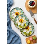 Grandora Nergis Desenli (6 Adet, 20 Cm) Pasta Tabağı Seti – Çiçek Desenli Pasta, Tatlı ve Kahvaltı Tabak Seti - Nergis Desenli - 20 CM - Çok Renkli