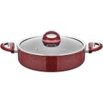 Granit Basık Tencere, 26 Cm, 3.4 Mm, Yapışmaz Petek Doku, Cam Kapak