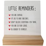 grapehiker Positive Little Reminders You are Enough Desk Ahşap Standlı Ahşap Tabela, Kolej Kızları için Yurt Tabelaları, Ofis Yurt Odası Masası için İlham Verici İşaretler Dekoru, Üniversite Öğrencileri için