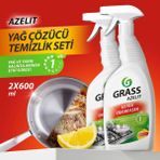 GRASS Azelit Yağ ve Kireç Sökücü Sprey temizleyici (2 x 600 ml Avantajlı Paket) - Hızlı Etkili, Çok Amaçlı, Eldiven Hediye, Anında Etki Kir ve Yağ Çözücü - 1,2 kg