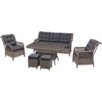 Grass Garden Açelya Rattan 3 1 1 Masa Bahçe Balkon Mobilyası Alüminyum Üzeri Örgü Rattan