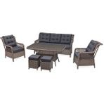 Grass Garden Açelya Rattan 3 1 1 ve Masa Bahçe Balkon Mobilyası Açık Gri ve Cappuccino