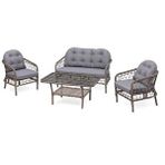 Grass Garden Papatya Rattan 2 1 1 ve Masa Bahçe Balkon Mobilyası Naturel