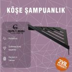 Grassi Köşe Banyo Rafı – Şık ve Dayanıklı Tasarım, Duvar Tipi Şampuan ve Duş Jeli Rafı - Siyah
