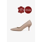 Grasyano Hakiki Deri Stiletto Pudra Nude Pembe Sivri Burun Yumuşak Deri Sade Konforlu 6 Cm Ince Topuk