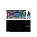 Gravastar K1 Lite Mekanik Gaming Klavye, M2 Kablosuz Optik Mouse ve Mousepad Oyuncu Seti, Transparent Black - Şeffaf