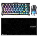 Gravastar K1 Lite Mekanik Gaming Klavye, M2 Kablosuz Optik Mouse ve Mousepad Oyuncu Seti (Transparent Black)