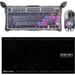 Gravastar K1 Pro Mekanik Gaming Klavye, x Kablosuz Optik Mouse ve Mousepad Oyuncu Seti, Cyberpunk - Gri