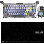 Gravastar K1 Pro Mekanik Gaming Klavye, x Kablosuz Optik Mouse ve Mousepad Oyuncu Seti, Interstellar Silver - Gümüş - Gri