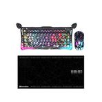 Gravastar V75 Pro Manyetik Kablolu Gaming Klavye, XPro Kablosuz Optik Mouse ve Mousepad Oyuncu Seti (Neon Graffiti)