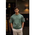 GRAVEL Oversize Bisiklet Yaka Pamuklu T-shirt - Su Yeşili