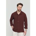 Gray Clothing Erkek Yazlık Gömlek Bol Kalıp Uzun Kollu Yazlık Dokulu Oversize Erkek Gömlek Kahverengi