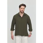 Gray Clothing Erkek Yazlık Gömlek Dokulu Bol Kalıp Oversize Salaş Erkek Gömlek Haki