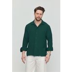 Gray Clothing Erkek Yazlık Gömlek Dokulu Bol Kalıp Uzun Kollu Yazlık Oversize Erkek Gömlek Zümrüt Yeşili