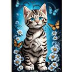 GRAY TABBY KITTEN & BUTTERFLIES * KITTY CAT LOVE - Cute Mini Journal Diary Scratch Art Doodle Jot Blank Pad: ֍ 5x7~Greeting Note Card Size֎ EXPRESS ... Shower Holiday Childrens Party Favor Gift