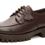 Grayfish. Hakiki Deri Kadın Bağcıklı Kalın Taban Loafer Ayakkabı Kahverengi 39