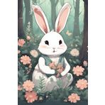 GRAZIOSO CONIGLIO IN UNA FORESTA DI FIORI - FORMATO A5 - INTERNO PUNTINATO: Libera la tua creatività senza limiti con il nostro quaderno A5 a pagine ... versatile per esplorare, sognare e creare.
