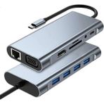 Grc Accessory 11IN1 Macbook iPad USB Type-C Uyumlu Hub Çevirici Çoklayıcı 4 USB HDMI VGA Ethernet Audio Sdtf ipad Macbook iphone 15 16 17PRO Max