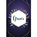 Grear: Taccuino personalizzato con il nome Grear | Regalo di compleanno per moglie, mamma, sorella, figlia ... | Foglie blu | 110 pagine a righe, Piccolo formato 6x9 pollici (15,24 x 22,86 cm)
